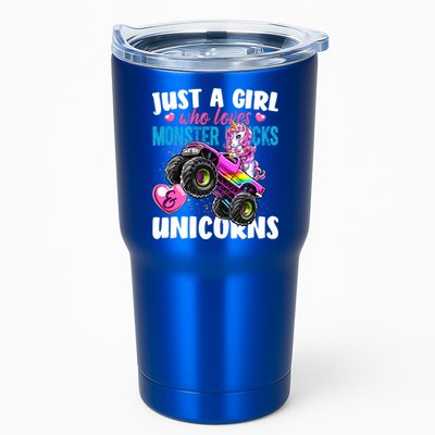 Just A Girl Who Loves Monster Trucks And Unicorns Gift Girls Gift Tumbler