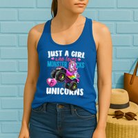 Just A Girl Who Loves Monster Trucks And Unicorns Gift Girls Gift Womens Tank Top