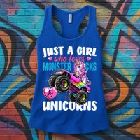 Just A Girl Who Loves Monster Trucks And Unicorns Gift Girls Gift Womens Tank Top