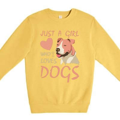 Just A Girl Who Loves Dogs Funny Puppy Premium Crewneck Sweatshirt