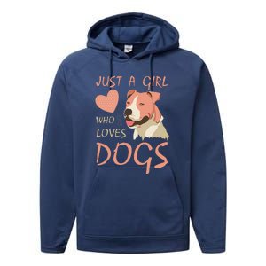 Just A Girl Who Loves Dogs Funny Puppy Performance Fleece Hoodie