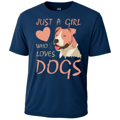 Just A Girl Who Loves Dogs Funny Puppy Cooling Performance Crew T-Shirt