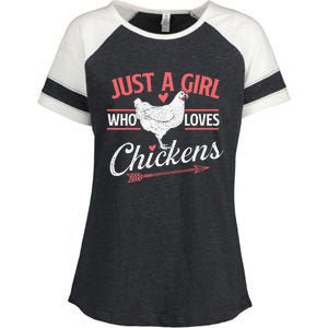 Just A Girl Who Loves Chickens Chicken Lover Poultry Owner Enza Ladies Jersey Colorblock Tee