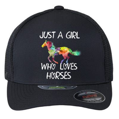 Just A Girl Who Loves Horses Cute Beautiful Horse Flexfit Unipanel Trucker Cap