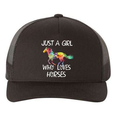 Just A Girl Who Loves Horses Cute Beautiful Horse Yupoong Adult 5-Panel Trucker Hat