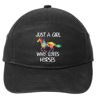 Just A Girl Who Loves Horses Cute Beautiful Horse 7-Panel Snapback Hat