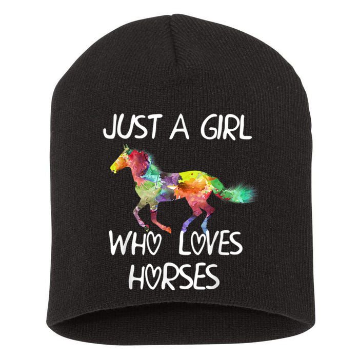 Just A Girl Who Loves Horses Cute Beautiful Horse Short Acrylic Beanie