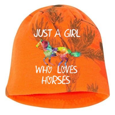 Just A Girl Who Loves Horses Cute Beautiful Horse Kati - Camo Knit Beanie