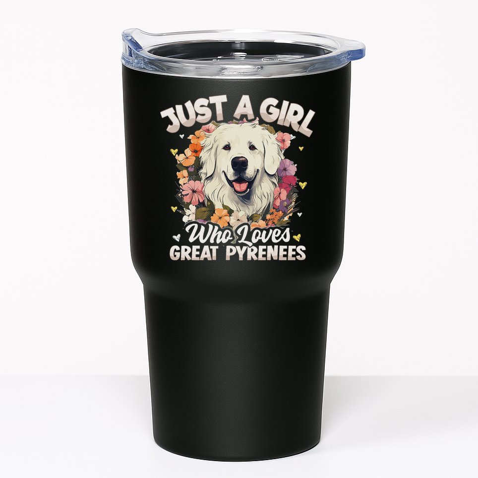 Just A Girl Who Loves Great Pyrenees Dog Floral Women Tumbler
