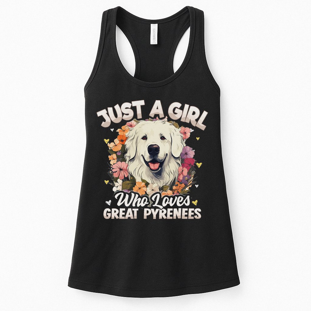 Just A Girl Who Loves Great Pyrenees Dog Floral Women Womens Tank Top