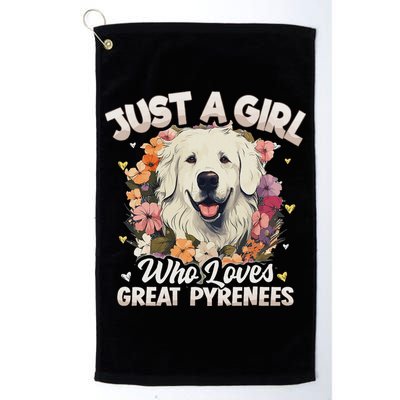 Just A Girl Who Loves Great Pyrenees Dog Floral Women Golf Towel