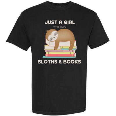 Just A Girl Who Loves Sloths And Books Reader Garment-Dyed Heavyweight T-Shirt