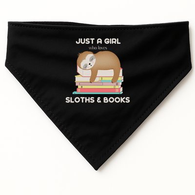 Just A Girl Who Loves Sloths And Books Reader USA-Made Doggie Bandana