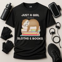 Just A Girl Who Loves Sloths And Books Reader Cooling Performance Crew T-Shirt