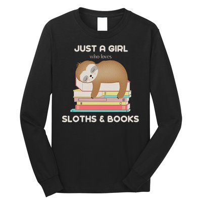 Just A Girl Who Loves Sloths And Books Reader Long Sleeve Shirt