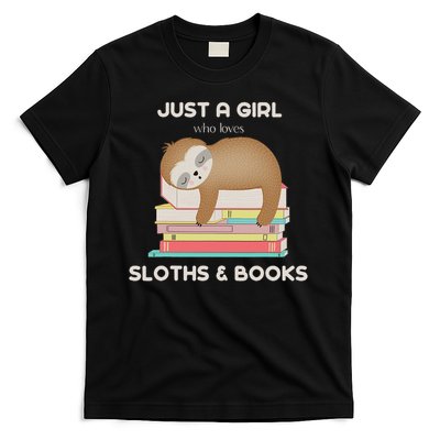 Just A Girl Who Loves Sloths And Books Reader T-Shirt