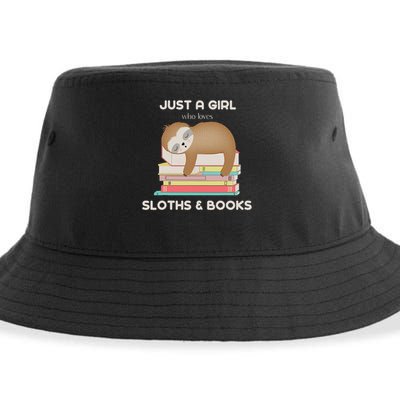 Just A Girl Who Loves Sloths And Books Reader Sustainable Bucket Hat