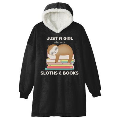 Just A Girl Who Loves Sloths And Books Reader Hooded Wearable Blanket