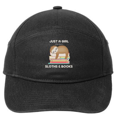 Just A Girl Who Loves Sloths And Books Reader 7-Panel Snapback Hat