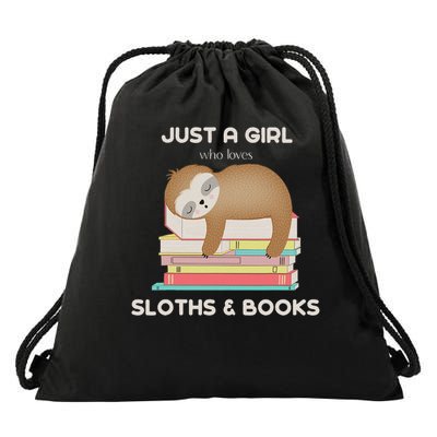 Just A Girl Who Loves Sloths And Books Reader Drawstring Bag