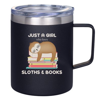 Just A Girl Who Loves Sloths And Books Reader 12oz Stainless Steel Coffee Mug