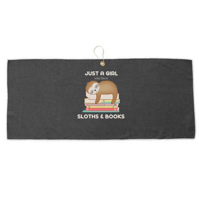 Just A Girl Who Loves Sloths And Books Reader Large Microfiber Waffle Golf Towel