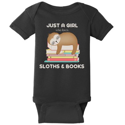 Just A Girl Who Loves Sloths And Books Reader Baby Bodysuit