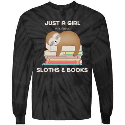 Just A Girl Who Loves Sloths And Books Reader Tie-Dye Long Sleeve Shirt