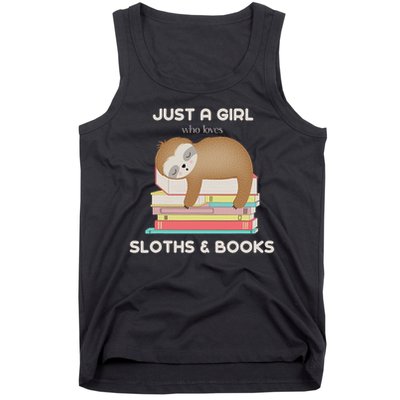 Just A Girl Who Loves Sloths And Books Reader Tank Top