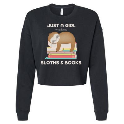 Just A Girl Who Loves Sloths And Books Reader Cropped Pullover Crew