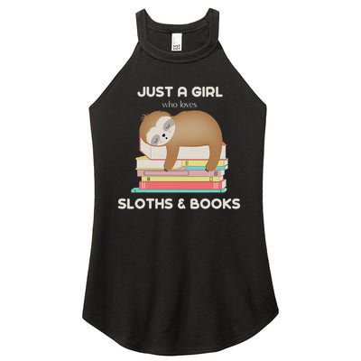 Just A Girl Who Loves Sloths And Books Reader Women's Perfect Tri Rocker Tank