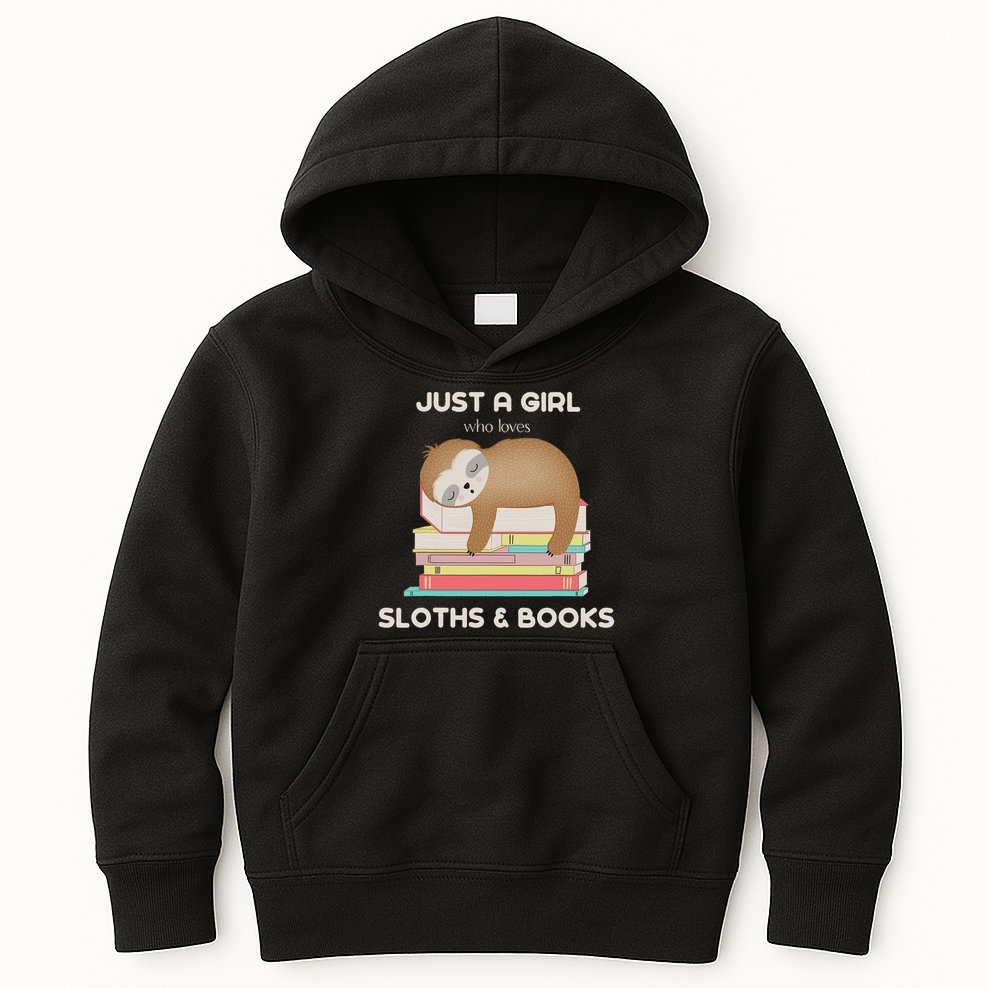 Just A Girl Who Loves Sloths And Books Reader Kids Hoodie
