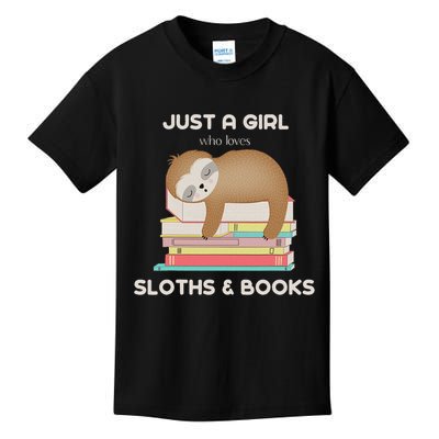 Just A Girl Who Loves Sloths And Books Reader Kids T-Shirt