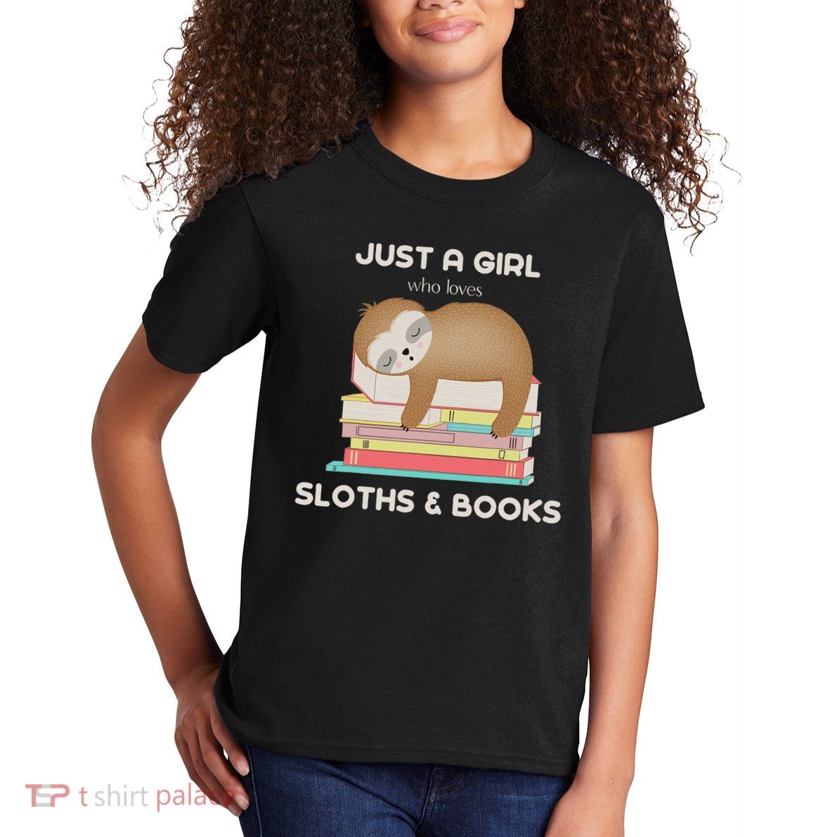 Just A Girl Who Loves Sloths And Books Reader Kids T-Shirt
