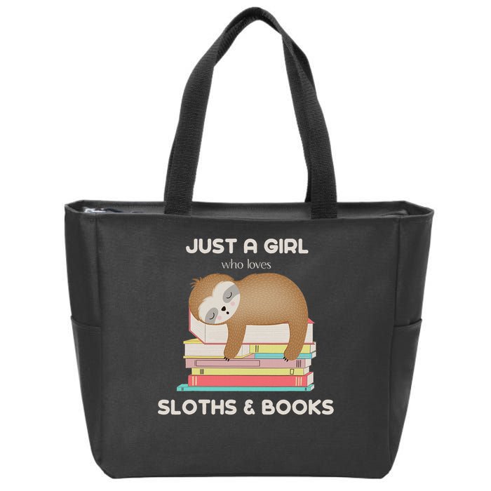 Just A Girl Who Loves Sloths And Books Reader Zip Tote Bag