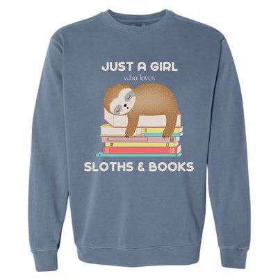 Just A Girl Who Loves Sloths And Books Reader Garment-Dyed Sweatshirt
