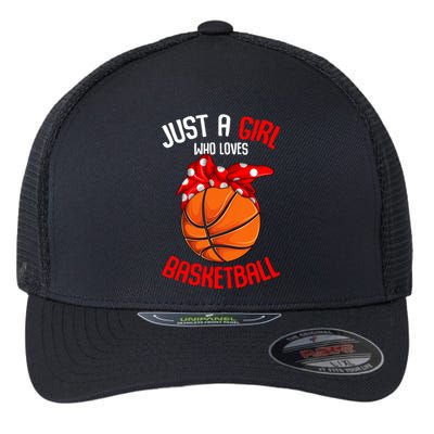 Just A Girl Who Loves Basketball Girl Flexfit Unipanel Trucker Cap