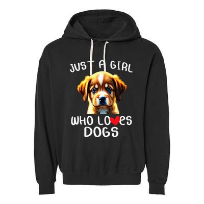 Just A Girl Who Loves Dogs Garment-Dyed Fleece Hoodie