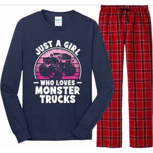 Just A Girl Who Loves Monster Trucks Funny Monster Truck Long Sleeve Pajama Set