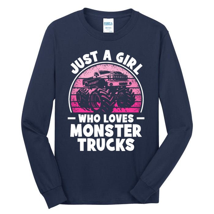 Just A Girl Who Loves Monster Trucks Funny Monster Truck Tall Long Sleeve T-Shirt