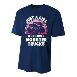 Just A Girl Who Loves Monster Trucks Funny Monster Truck Performance Sprint T-Shirt