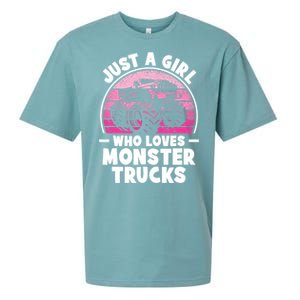 Just A Girl Who Loves Monster Trucks Funny Monster Truck Sueded Cloud Jersey T-Shirt