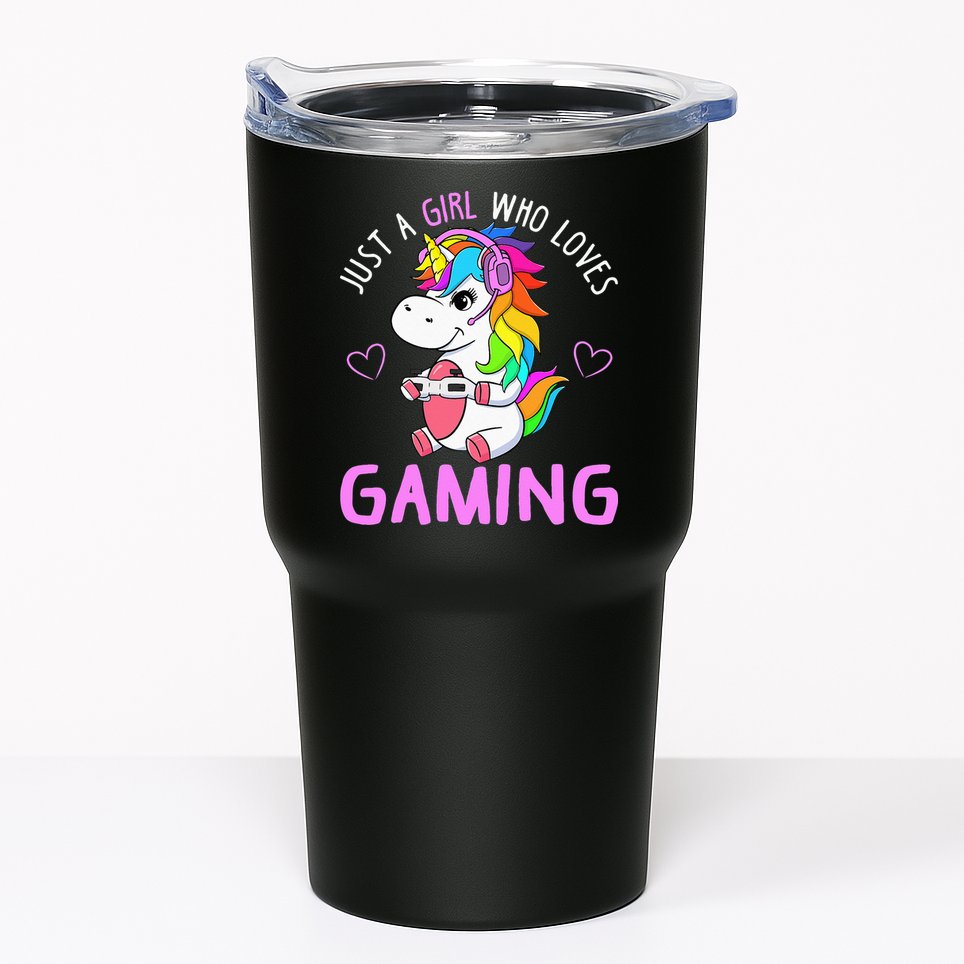 Just A Girl Who Loves Gaming Cute Gamer Unicorn Gift Women Tumbler