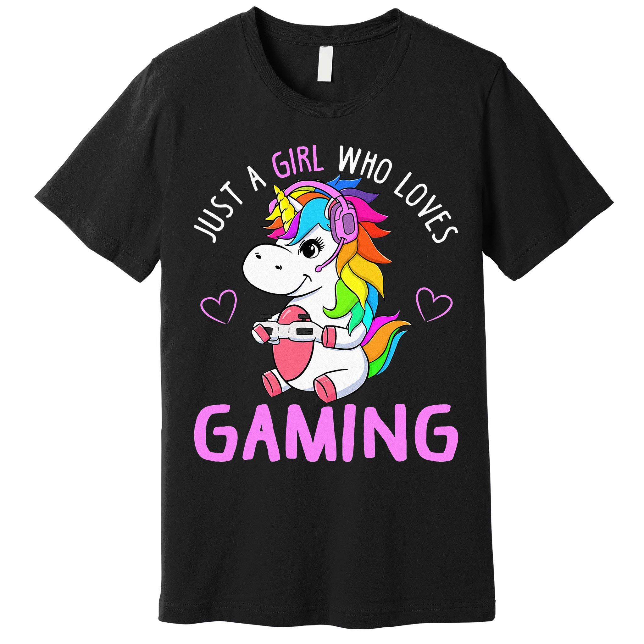 Just A Girl Who Loves Gaming Cute Gamer Unicorn Gift Women Premium T-Shirt