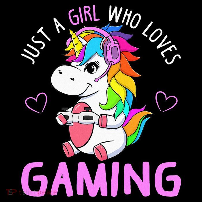 Just A Girl Who Loves Gaming Cute Gamer Unicorn Gift Women Premium T-Shirt