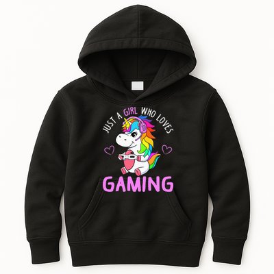 Just A Girl Who Loves Gaming Cute Gamer Unicorn Gift Women Kids Hoodie
