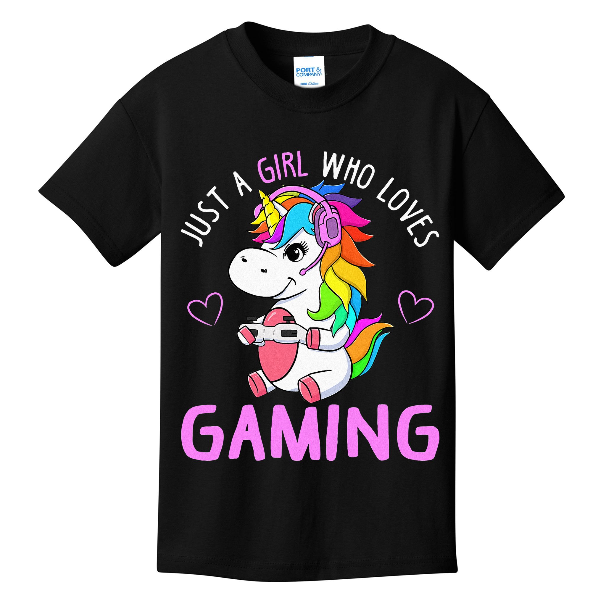 Just A Girl Who Loves Gaming Cute Gamer Unicorn Gift Women Kids T-Shirt