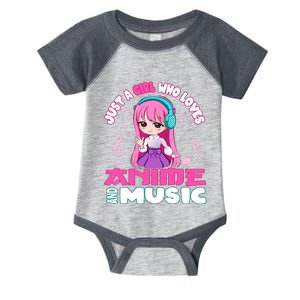 just a girl who loves anime and music chibi graphic Infant Baby Jersey Bodysuit