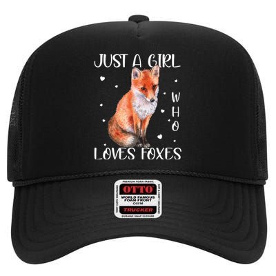 Just A Girl Who Loves Foxes High Crown Mesh Back Trucker Hat