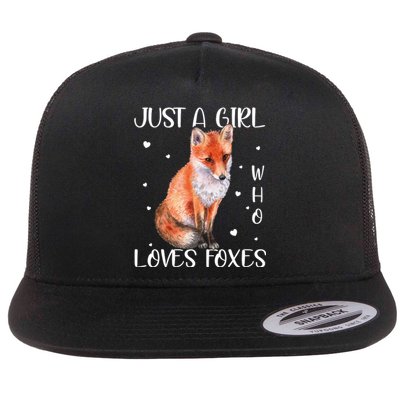 Just A Girl Who Loves Foxes Flat Bill Trucker Hat